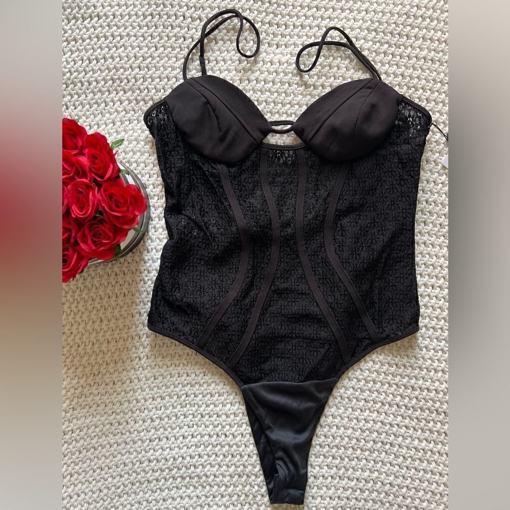 Zara Black Lace Bodysuit in M